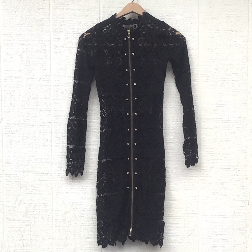 Zara lace crochet black jewel detail duster sheer dress